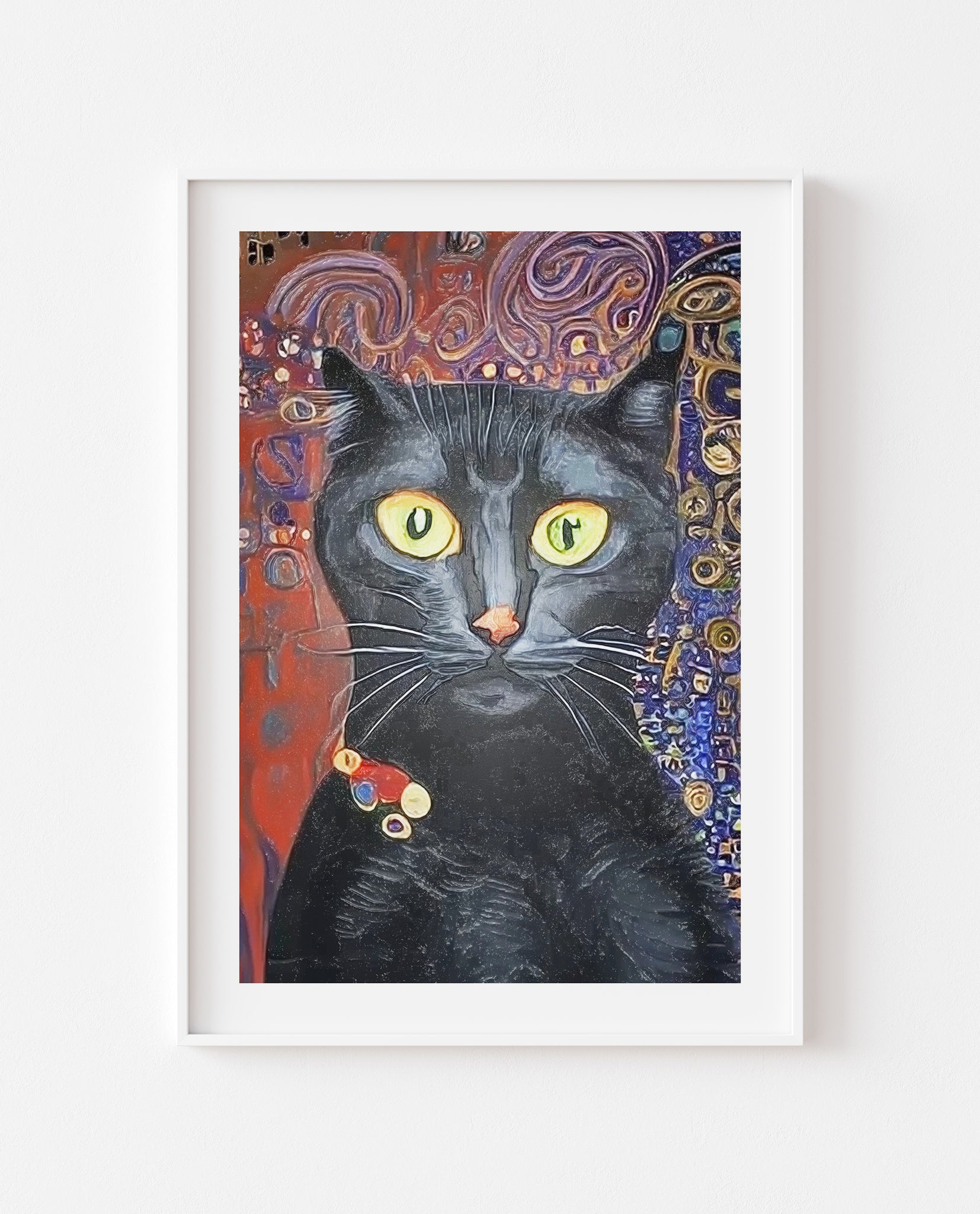 Black Cat Painting Gustav Klimt Style Cat Art Print