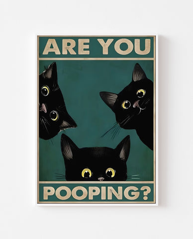 Are You Pooping? 3 Black Cats Art Print